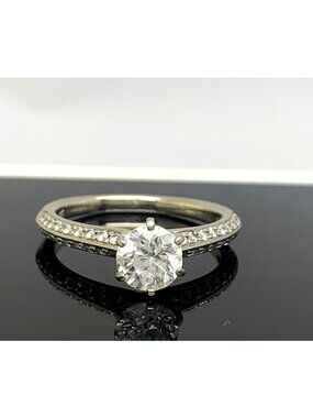 Engagement Ring Diamond 1.00ctw Pave 14k White Gold Women's Jewelry Size 7.25